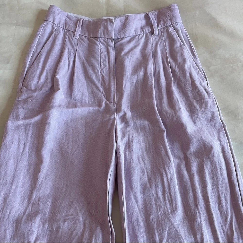 Aritzia- The Effortless Pant Linen Lavender Orchid Size 4 Wide Leg Trousers